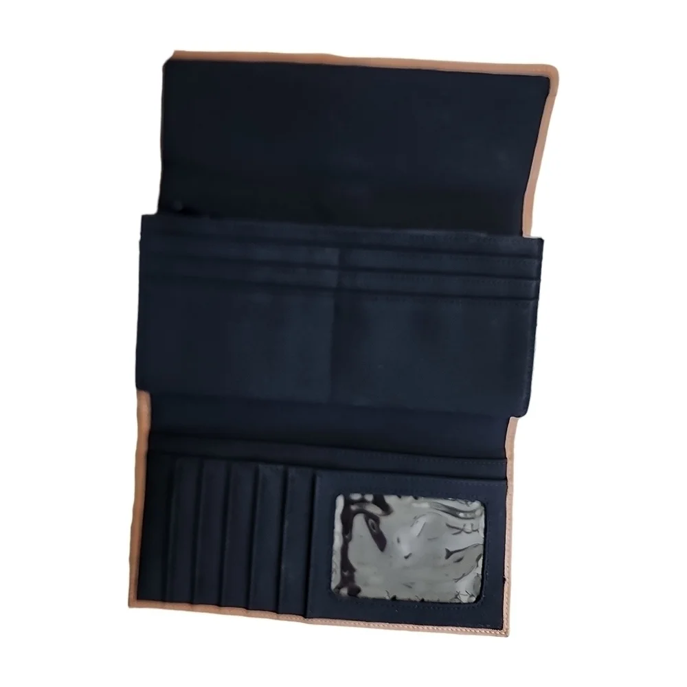 New Talbots Black and Tan Vinyl Leather Wallet